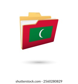 Vector illustration of Maldives flag isolated in file folder on white background.