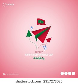 Vector illustration of Maldives Independence Day 26 July social media story feed mockup template