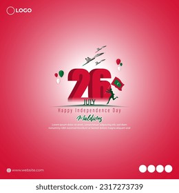 Vector illustration of Maldives Independence Day 26 July social media story feed mockup template