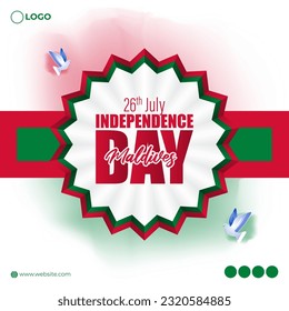 Imagen vectorial del Día de la Independencia de Maldivas plantilla de simulación de fuente de noticias en medios sociales del 26 de julio