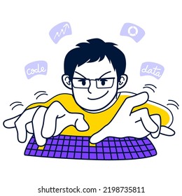 Ilustración vectorial de los analistas masculinos analizando la información. Concepto de lógica