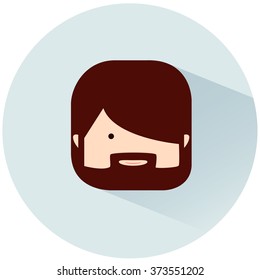 Vector illustration of male avatar with long shadow