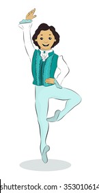 Vector illustration of a male ballet dancer in passe position