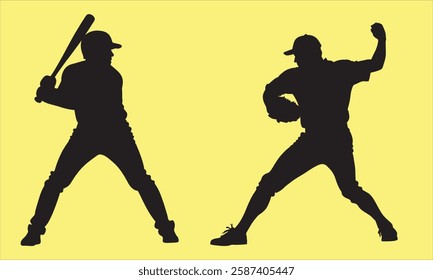 Vector illustration of a male baseball players  ideal for sport-themed banners, badges, and team graphics.