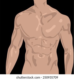 vector illustration of a male body inflated in the gym