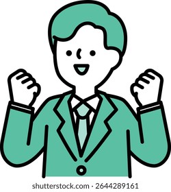 Ilustração vetorial de um homem de negócios em um terno que está satisfeito com suas entranhas