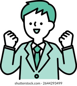 Ilustração vetorial de um homem de negócios em um terno que está satisfeito com suas entranhas