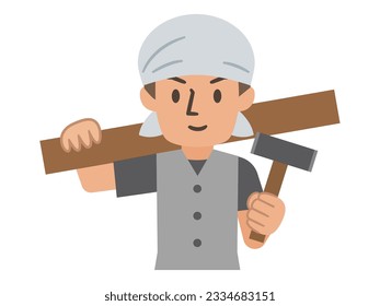 Ilustración vectorial de un carpintero masculino