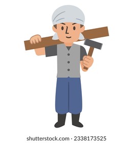 Vektorgrafik eines männlichen Tischlers