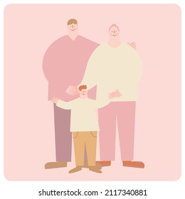 Vector illustration of a male couple and their son.