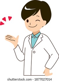 Vector illustration of a male doctor with a convincing expression