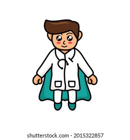 Vector illustration of male doctor like a superhero preparing to fight against corona virus 19