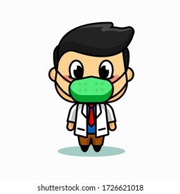 Vector Illustration of male doctor wearing medical mask