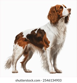 A vector illustration of a male dog with a white background