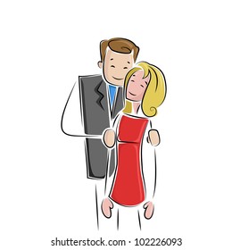 vector illustration of male and female couple