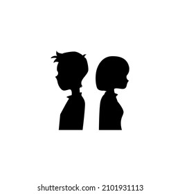 vector illustration of male and female silhouettes seen from the side for icons, symbols or logos