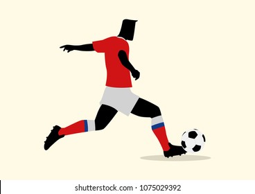 Vector illustration of male figure playing soccer