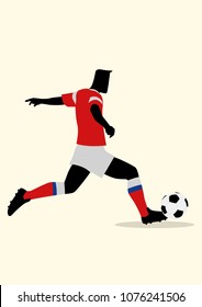 Vector illustration of male figure playing soccer