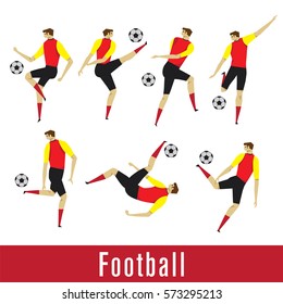 Vector illustration of male football player in action on white background.