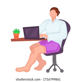 ilustración vectorial de un trabajador independiente que trabaja en una computadora en casa. personajes de estilo plano. quedarse en casa