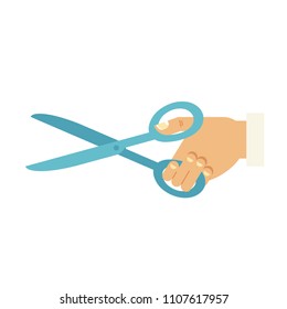 Vector illustration of male hand holding scissors