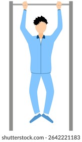 Vector illustration of a male in jersey doing pull-ups, Vector Illustration