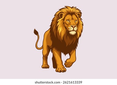 vector illustration of a male lion on a white background
