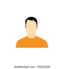 Vector illustration male, man avatar profile icon in orange sport clothes. Flat design character