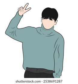 vector illustration of a male model wearing warm clothes