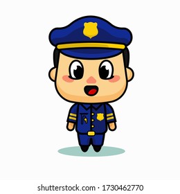 Vector Illustration of male policeman standing and smiling