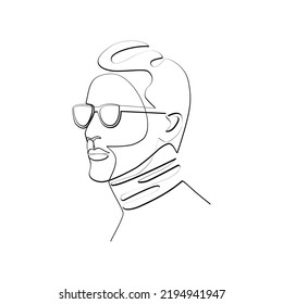 Vector illustration of a male portrait drawn in line art style