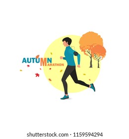 vector illustration of male runner icon, flat design