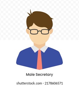 Vector illustration of Male Secretary icon in dark color and transparent background(png).