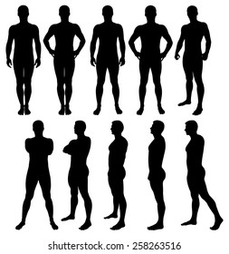 Vector illustration of male silhouettes.