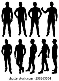 Vector illustration of male silhouettes.