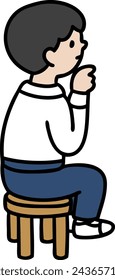 Vector illustration of a male student sitting on a chair