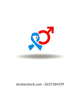 Vector illustration of male symbol and ribbon hope. Symbol of prostate cancer awareness and hope healing.