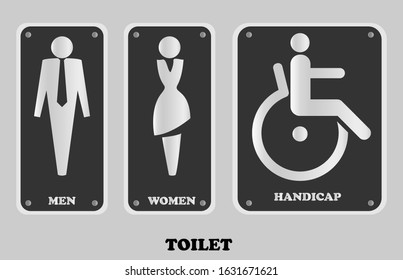 Vector illustration of a male toilet label. Women and disabled