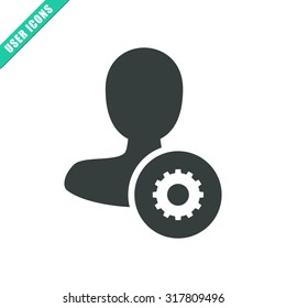 Vector illustration of male user action and web interface icon . Could be used as menu button, user interface element template, badge, sign, symbol, company logo, mobile application element