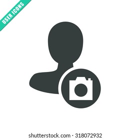 Vector illustration of male user action and web interface icon . Could be used as menu button, user interface element template, badge, sign, symbol, company logo, mobile application element
