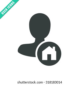 Vector illustration of male user action and web interface icon . Could be used as menu button, user interface element template, badge, sign, symbol, company logo, mobile application element