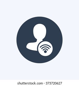 Vector illustration of male user connection icon . Could be used as menu button, user interface element template, badge, sign, symbol, company logo, mobile application element