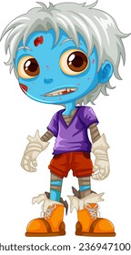A vector illustration of a male zombie with blue skin