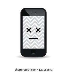 Vector illustration of a malfunctioned smartphone.