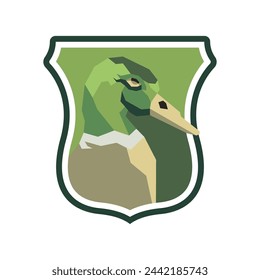 vector illustration of mallard duck in geometric or low poly style