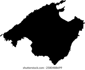 Vector illustration of Mallorca island in Spain, black and white contour