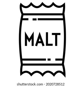 Vector illustration of malt packaging icon, black and white color line drawing style.