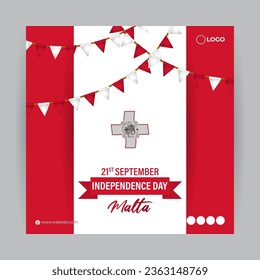 Vector illustration of Malta Independence Day social media story feed template