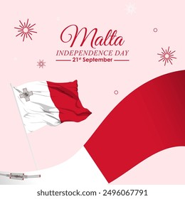 Vector illustration of Malta Independence Day social media feed template