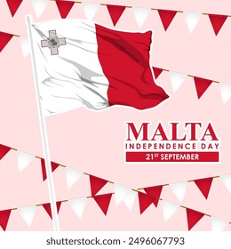 Vector illustration of Malta Independence Day social media feed template